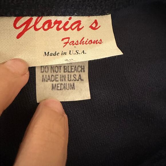 Gloria's Fashions Navy, Terry Cloth, Fish Embroidered, Short Sleeve Robe- M - Picture 5 of 11